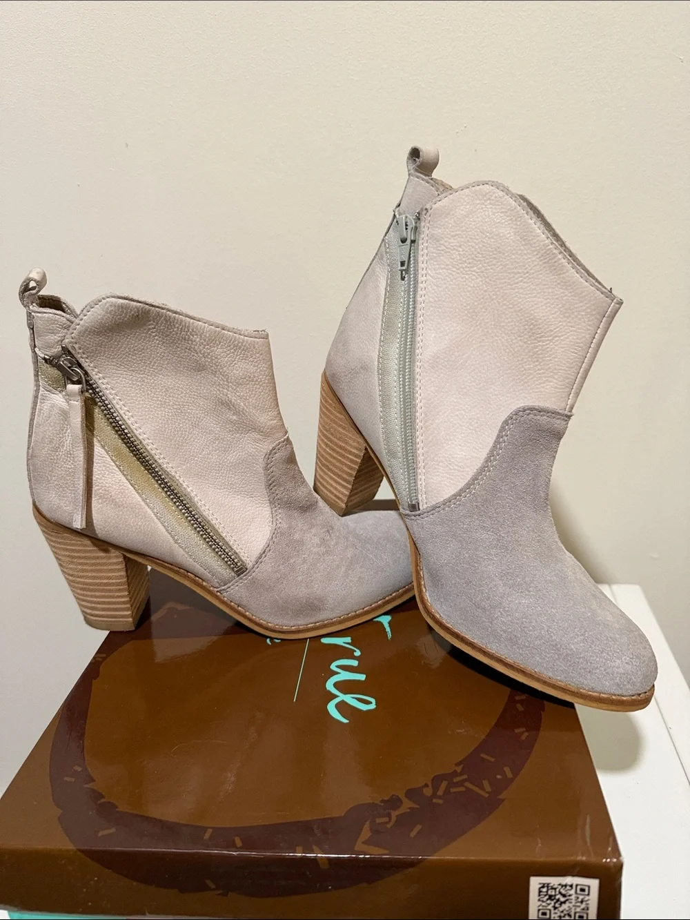 DIBA True Shady Tree Ankle Boot in Light Gray Suede